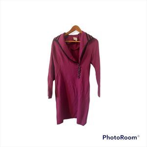 Styleworks purple  Black Lattice trim dress